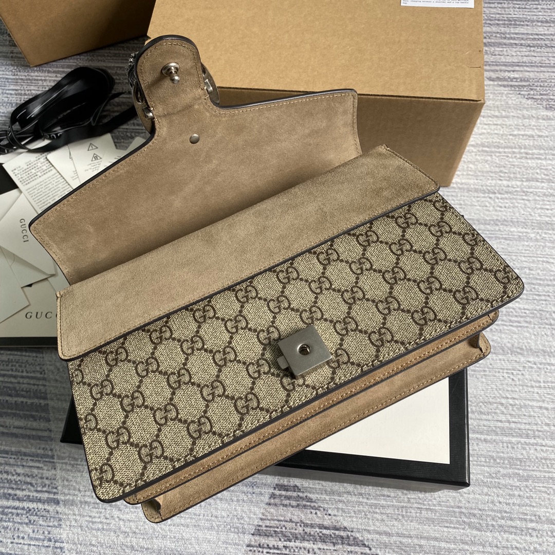 Gucci Dionysus Small GG Supreme Shoulder Bag 400249 Khaki